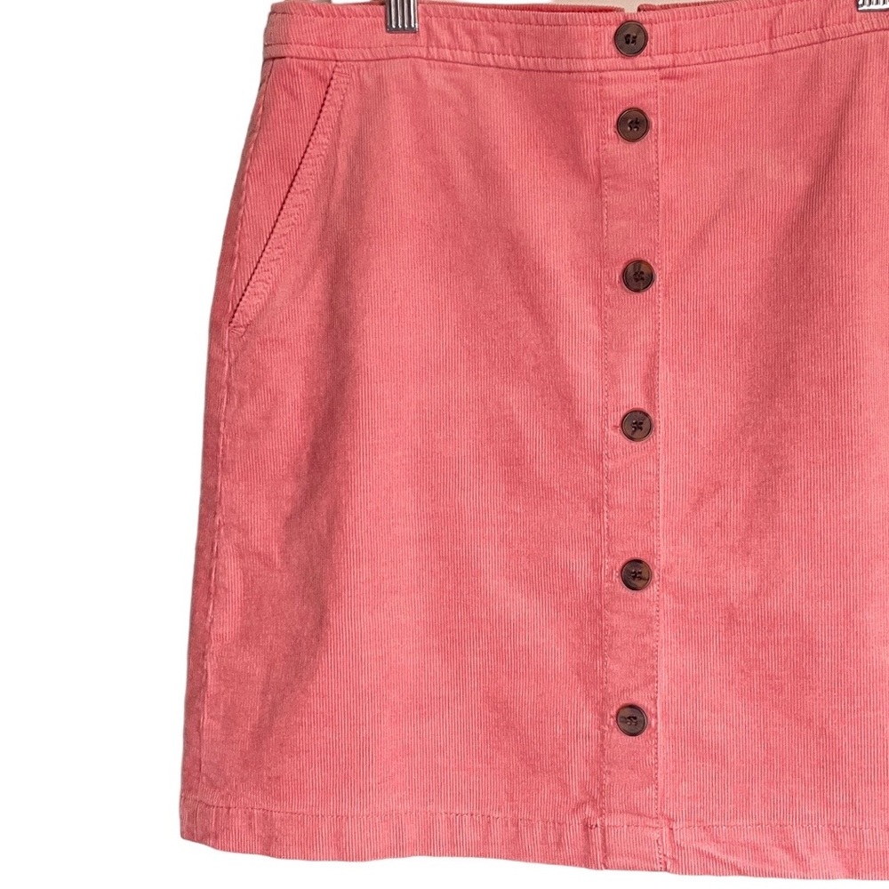 J Crew Factory Bubblegum Pink Corduroy Faux Button Front Zippered A-Line Skirt - Picture 11 of 16